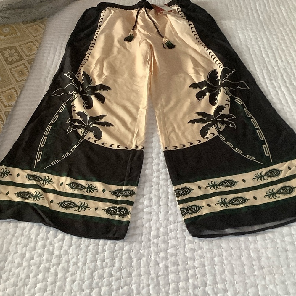 FARM Rio Black and Cream Wide Leg Pants